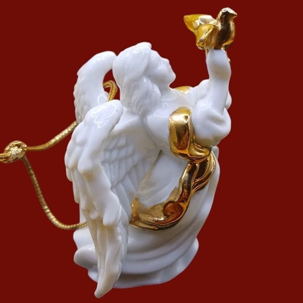 Lefton Angel ornament with gold dove christmas ornament 3 1/2